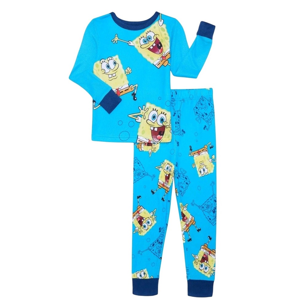 NWT Spongebob Squarepants Boys Pajamas Set Size 10 Blue Long Sleeve Cartoon Gift